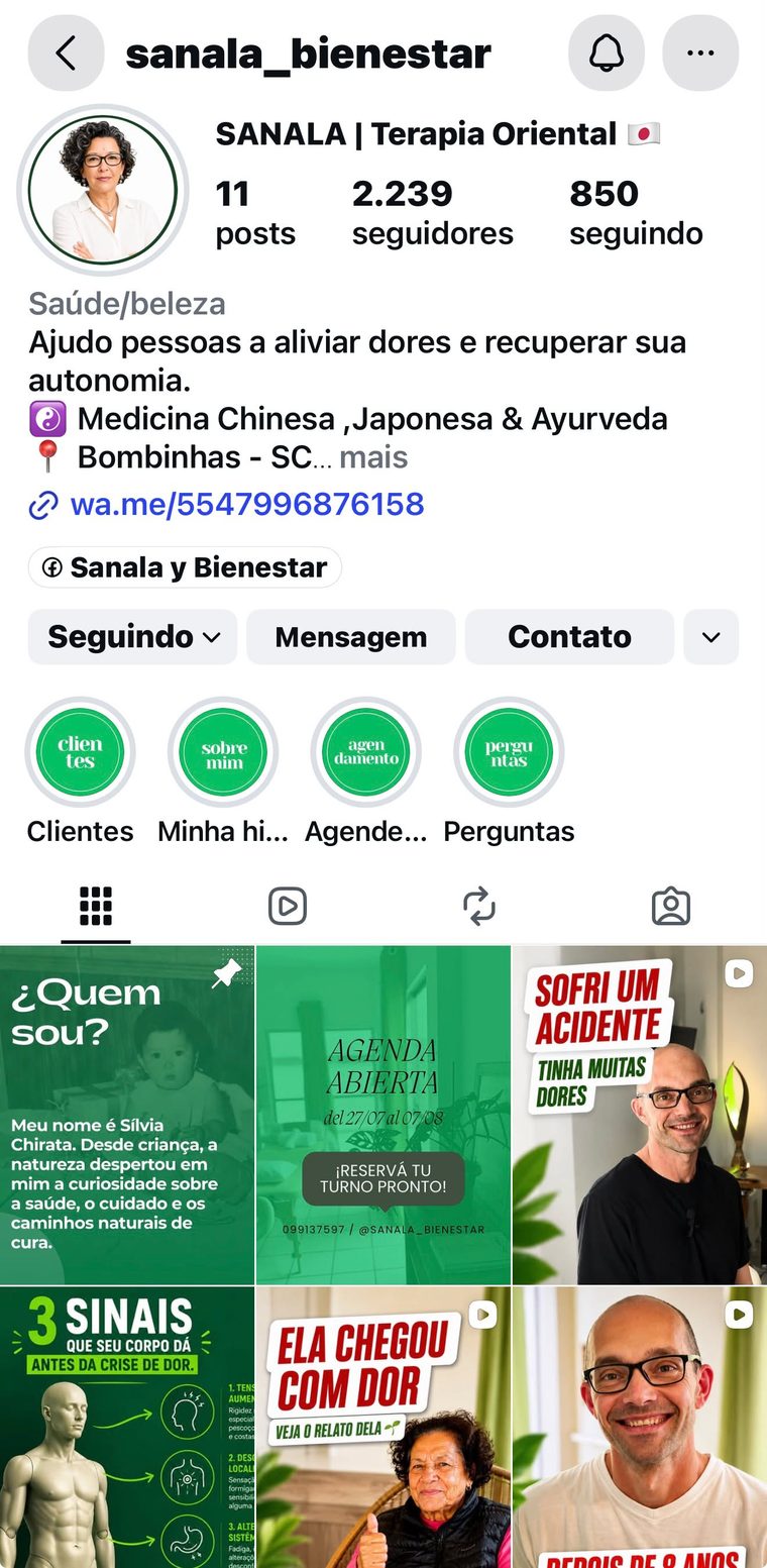 Perfil da Sanala no Instagram: @sanala_bienestar